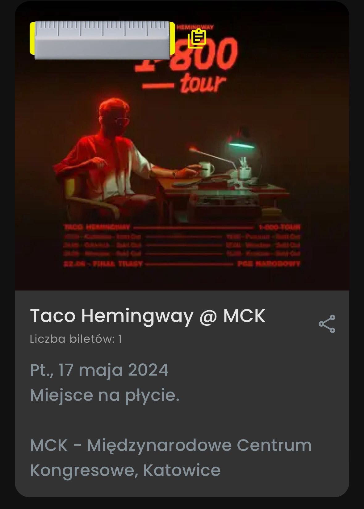 Bilet taco hemingway MCK katowice