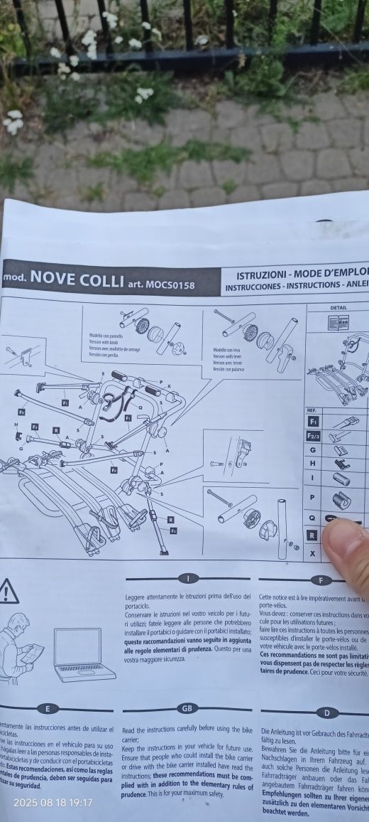 Bagażnik na klapę na 3 rowery Modula
