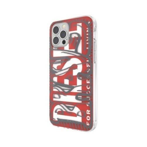 Diesel Etui Snap Case Clear AOP do iPhone 12 Pro Max Red-Grey