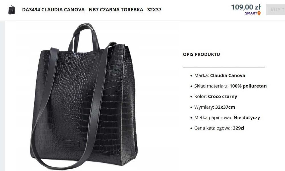 Torba Czarna nowa A4 wzór Croco Zara Mango