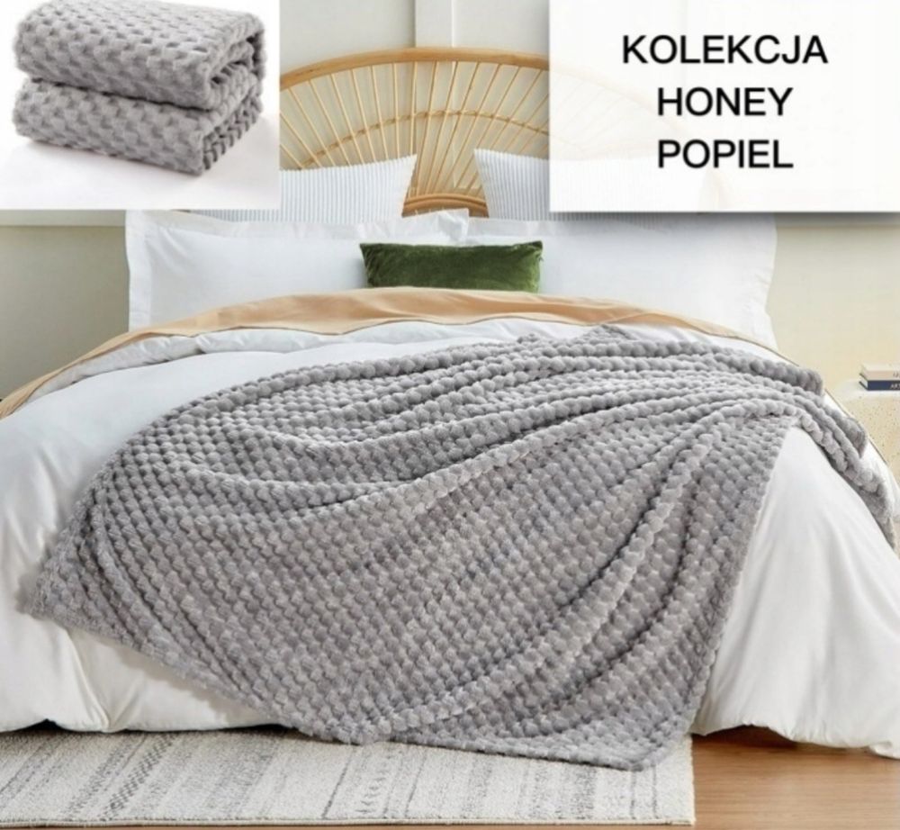 Koc Gruby Ciepły Miękki 160x200 Różne Kolory Narzuta na Łóżko Kanapę