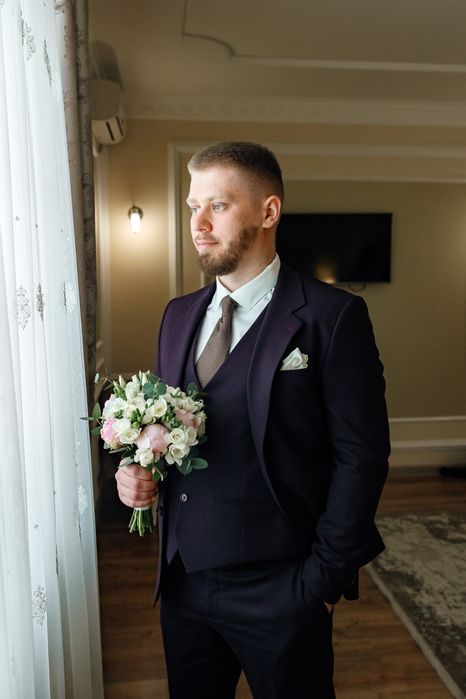 Костюм чоловічий XL темно фіолетовий