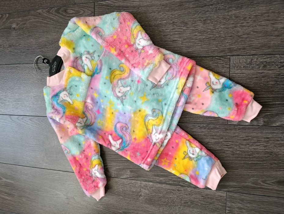 Дитяча махрова піжама для дівчаток єдиноріг юнікорн 86,92,98,104р