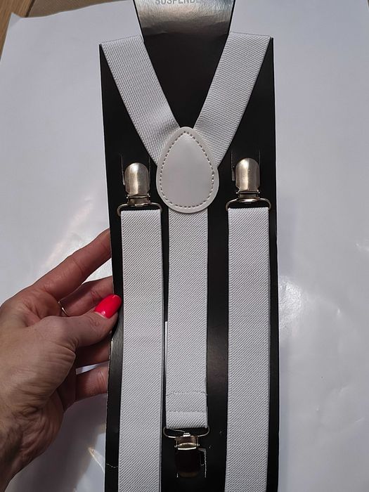 Nowe szelki do spodni damsko-męskie białe