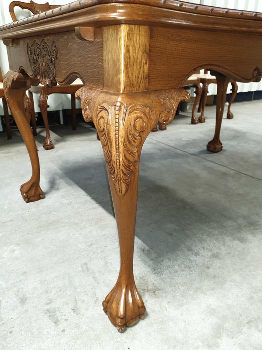 Piękny stół obustronnie rozkładany Chippendale i sześć krzeseł Dostawa