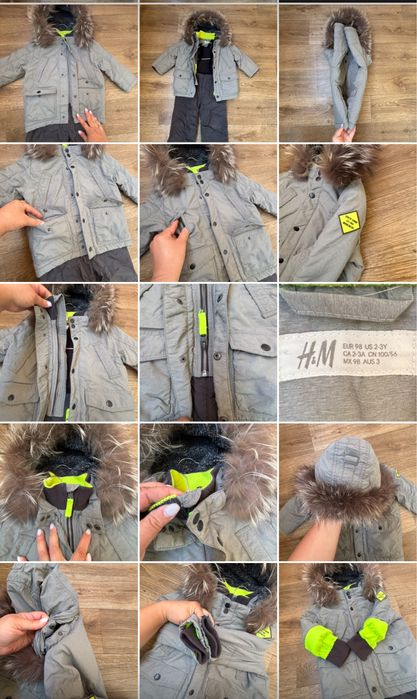 H&M на 2-3р. 92-98см. Дитячий зимовий комплект для хлопчика сірий