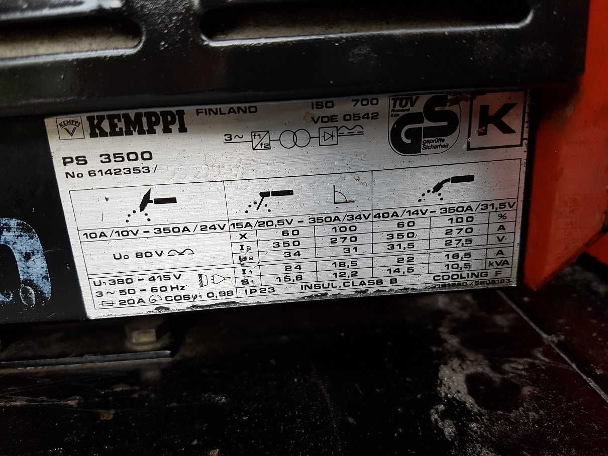 Kemppi PS 3500/ 350A/ Tig DC/ 18m Przewód tig/ Inw