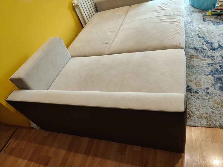 Sofa rozkładana wersalka narożnik rogówka L łóżko 160x200 szara