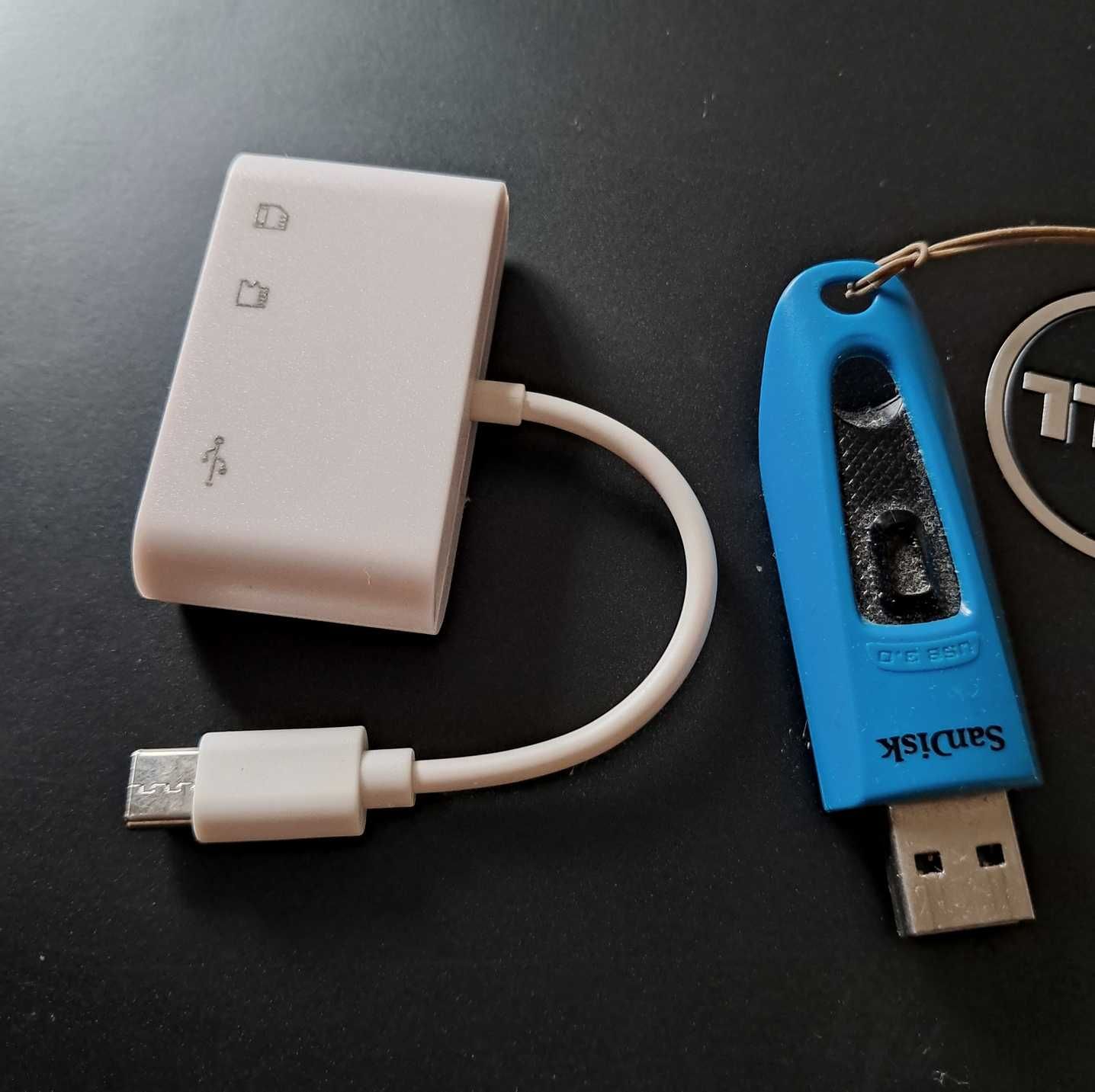 Adapter czytnik kart pamięci 3w1 SD micro TF na USB-C
