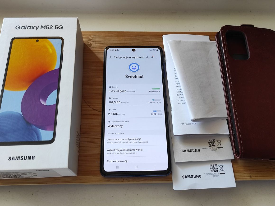 Jak nowy Samsung M52 5G 6/128, bez sladów używania, z dowodem zakupu