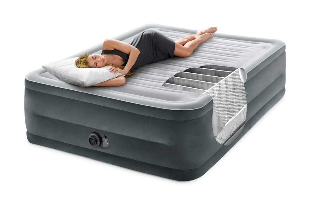 Materac Intex 64418ND dwuosobowy samopompujący 152x201x56 cm szary