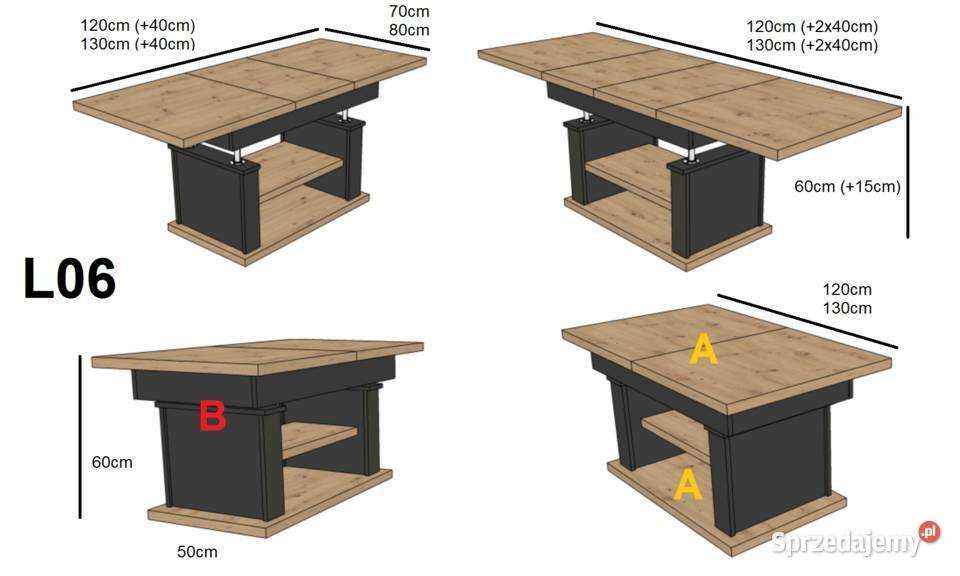 Ławostół Ława L06 podnoszony rozkładany do 200cm sonoma biel