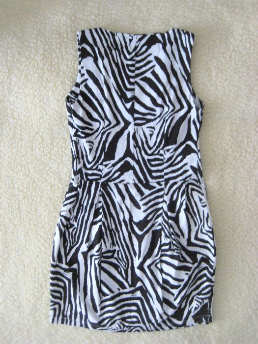 elegancka sukienka damska zebra czarno biała 38 40
