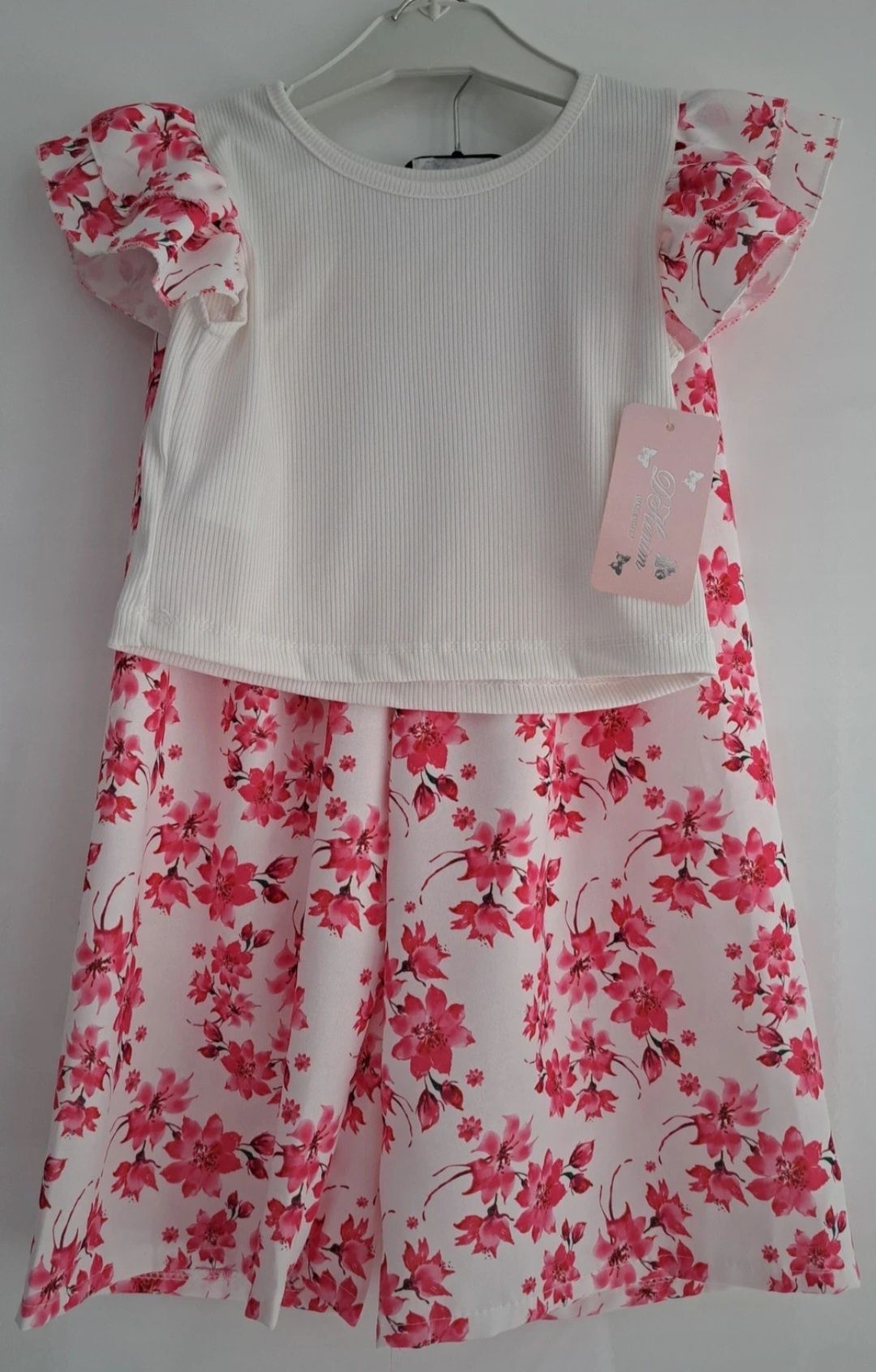 Komplet crop top + kuloty w kwiaty. NOWY!