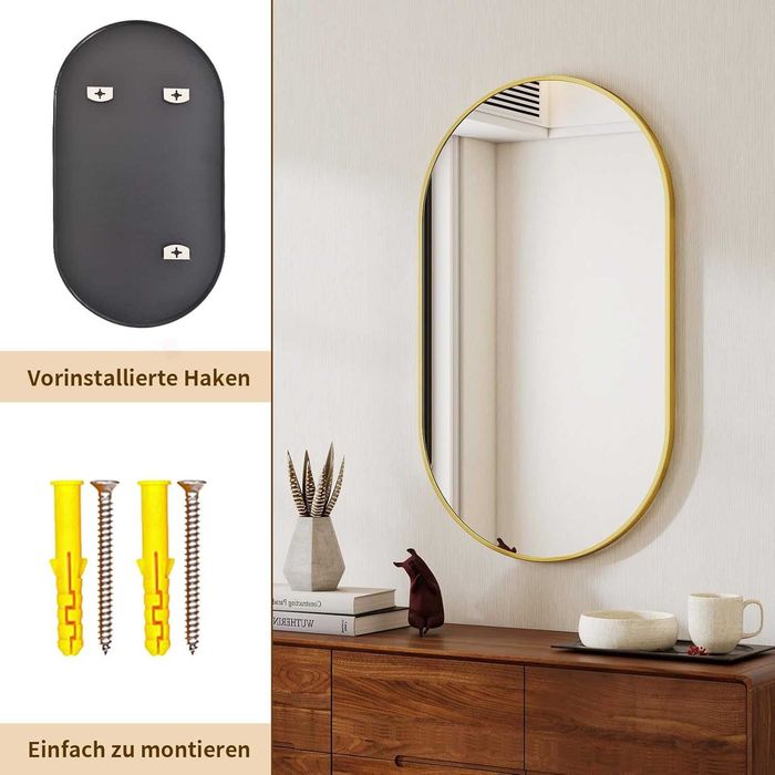 Koonmi Owalne lustro  w kolorze złotym, 43 x 76 cm