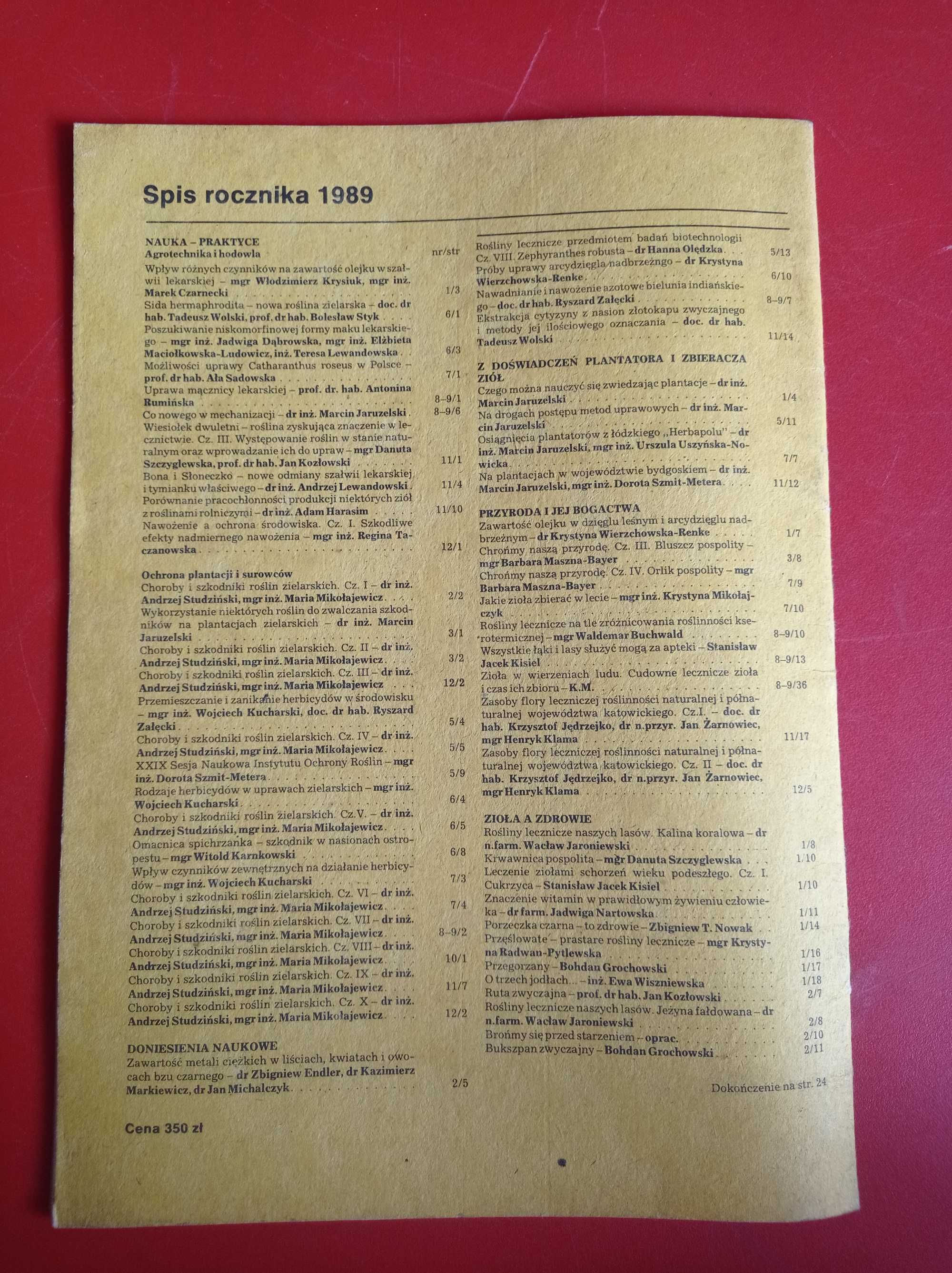Wiadomości zielarskie nr 5/1989, maj 1989