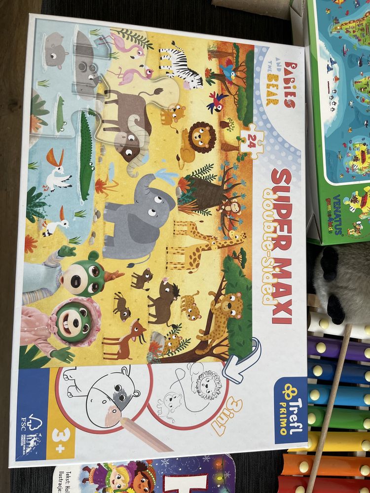 Zestaw zabawek puzzle, lalki, cymbalki