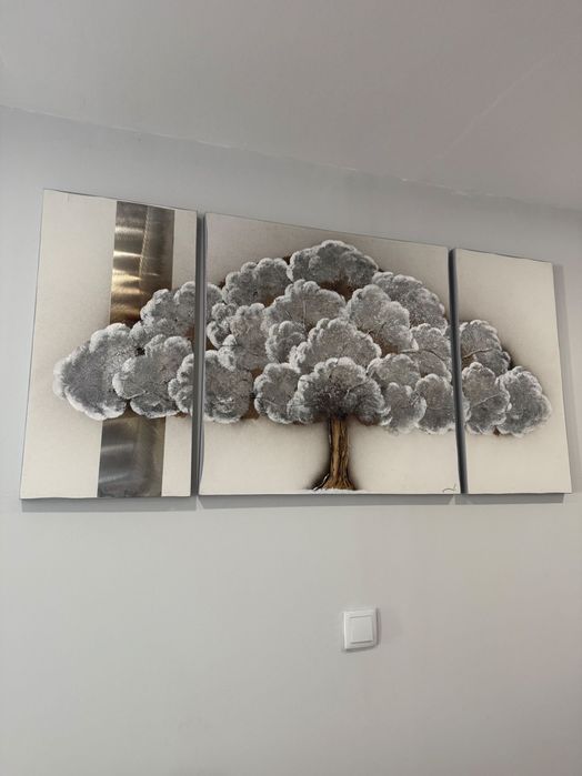 Tela Quadro com árvore - tripla
