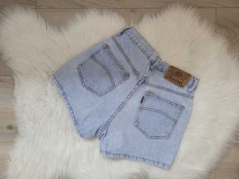 Niebieskie, dżinsowe szorty, krótkie spodenki z wysokim stanem, S (36)