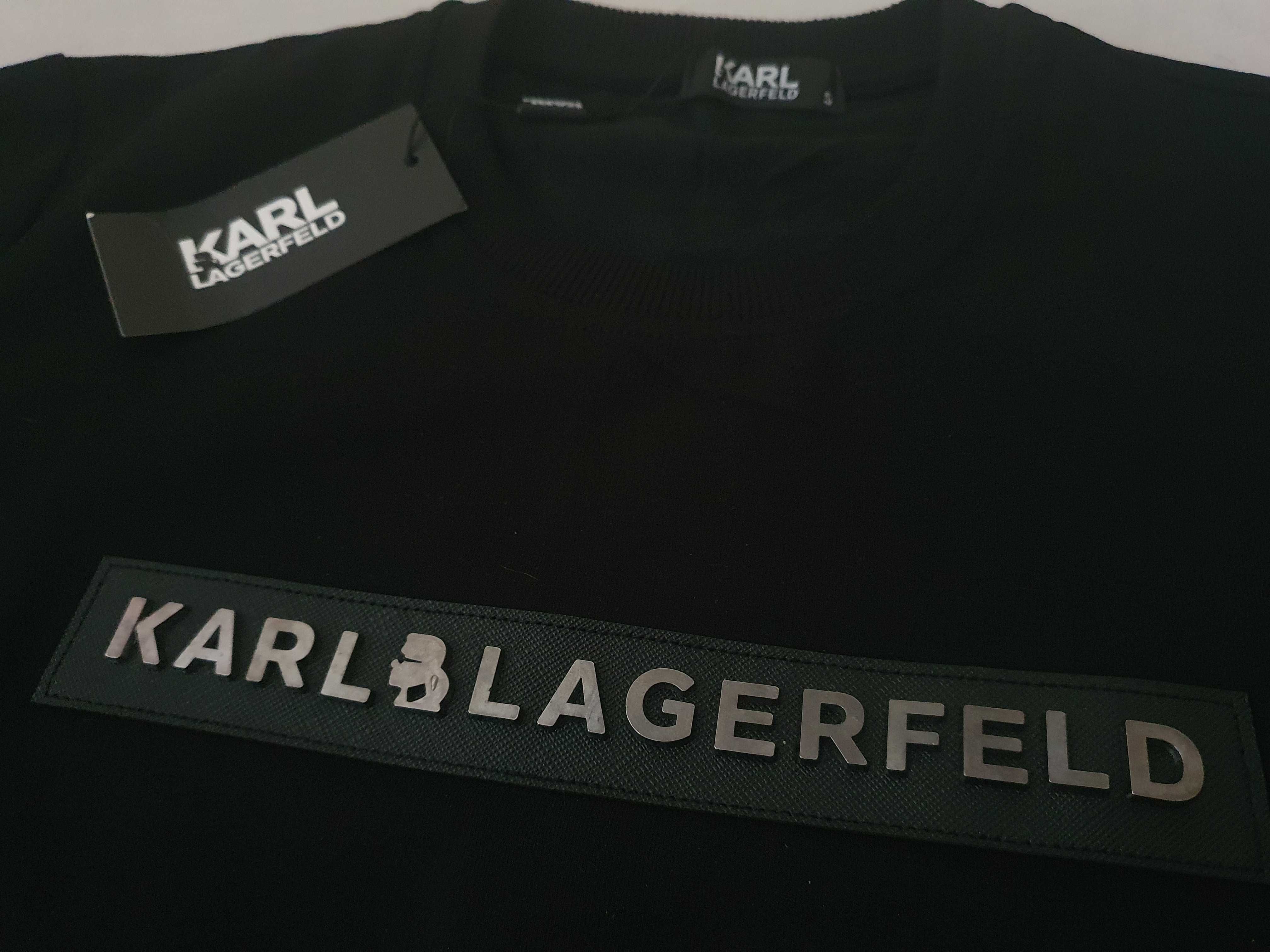 NOWA bluza Karl Lagerfeld bluzka czarna S blaszka hitowy model prezent