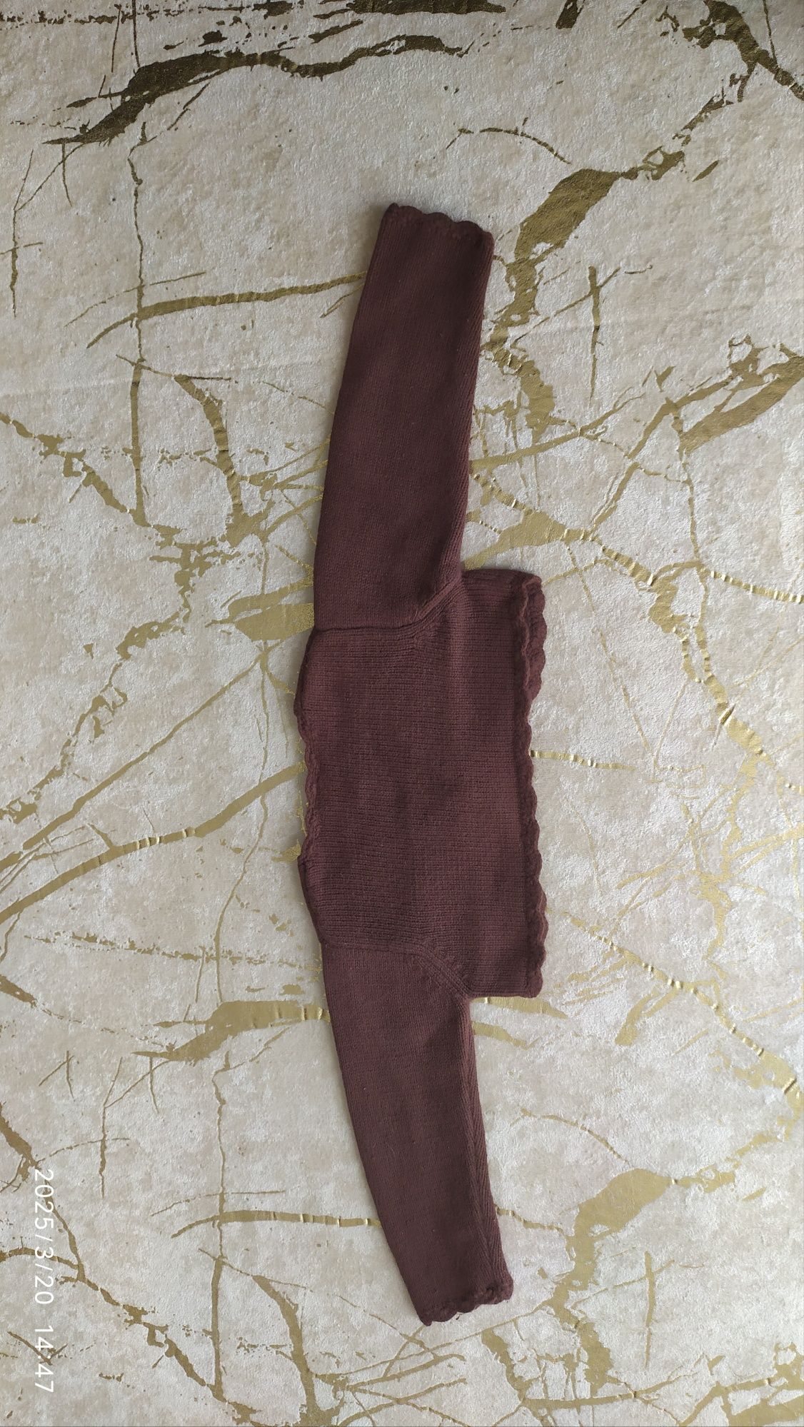 Brązowe dzianinowe bolerko na długi rękaw, r. 82, Zara Baby