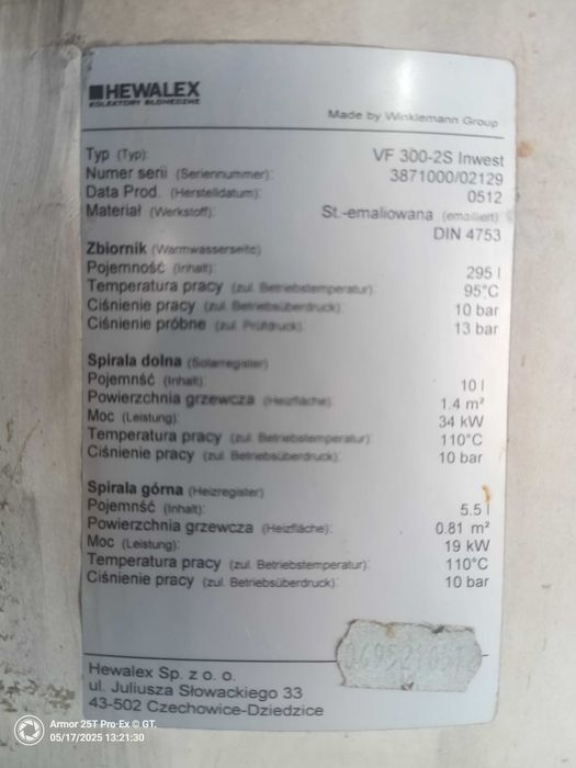 Zbiornik emaliowany bufor 300l 2 wężownice-pompa ciepła,solar,kocioł