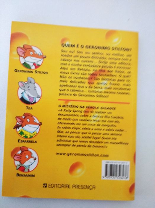 Livro do Gerônimo Stilton "O mistério da pérola gigante"