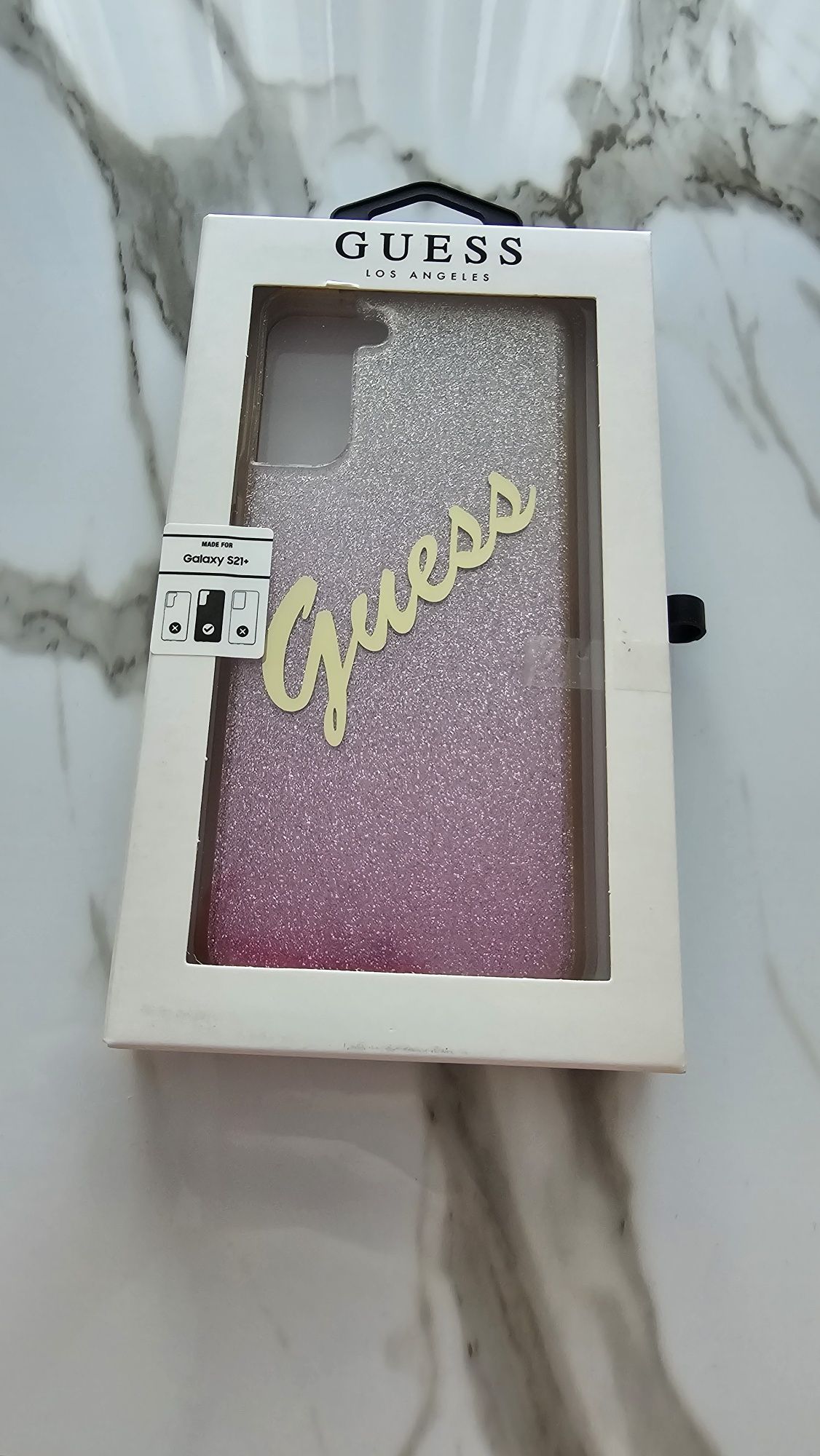 Etui Samsung Galaxy S21+ Plus Case Guess różowe brokat