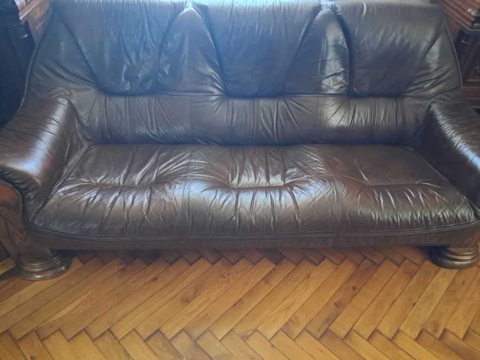 Komplet wypoczynkowy skorzany 3+2