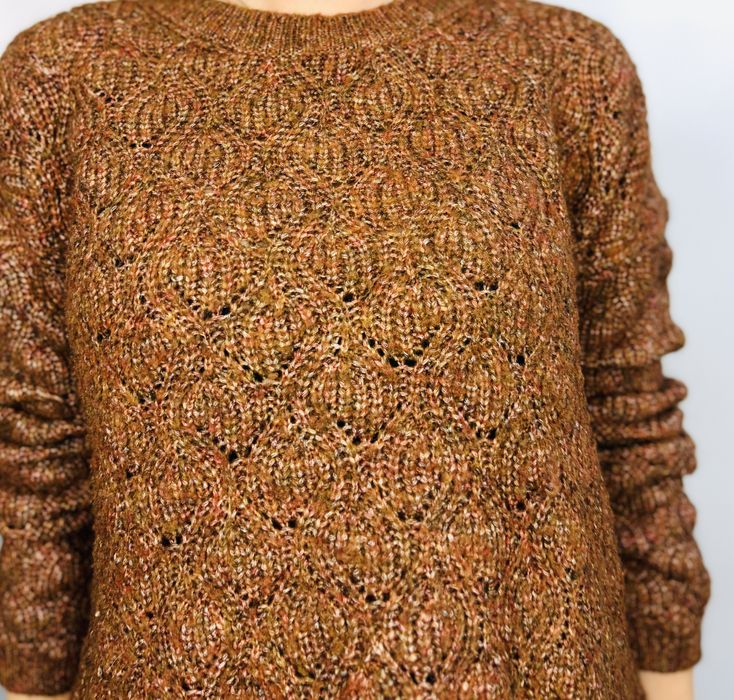 Rdzawy sweter o ażurowym splocie M 38 Fat Face