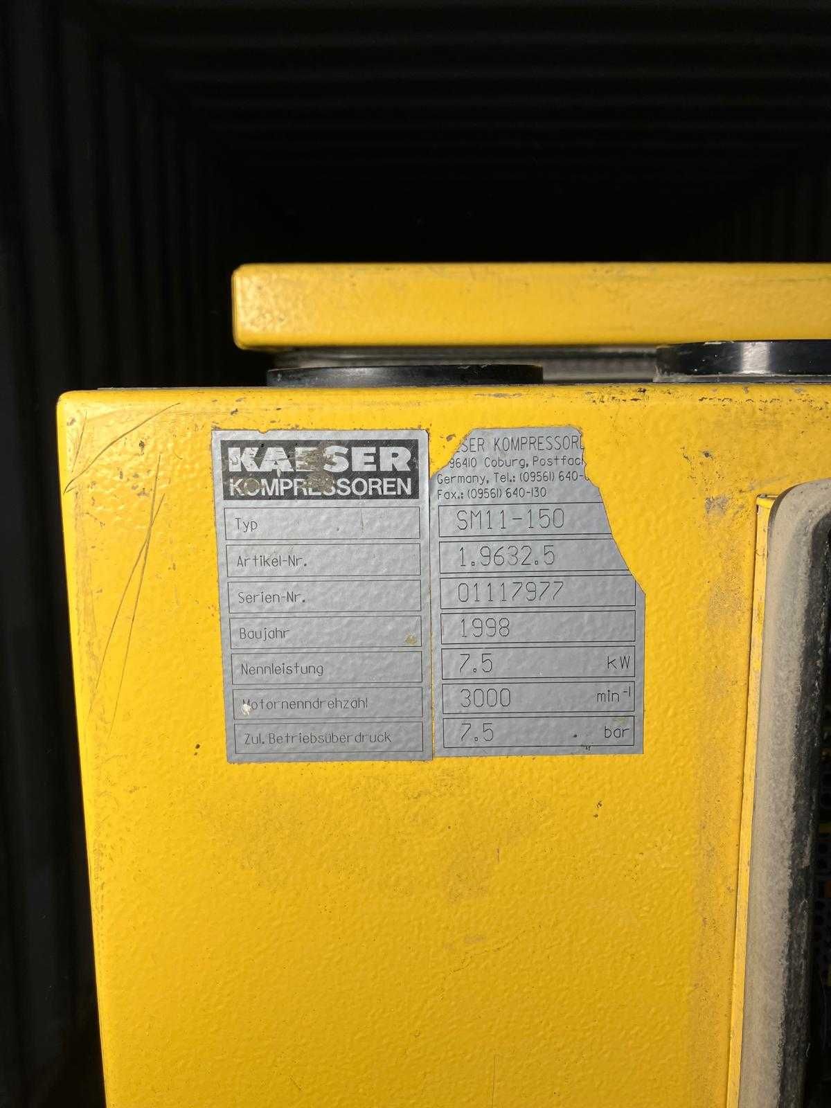 Kompresor sprężarka Kaeser SM 11 + zbiornik 150l | 7,5 kW | 1145 l/min