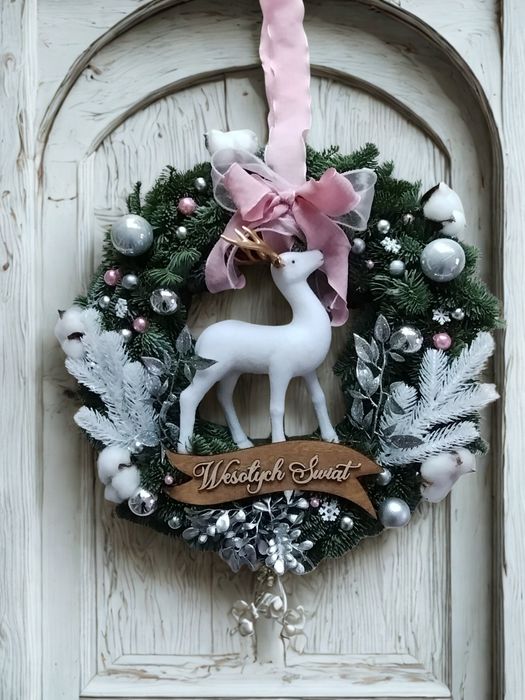 Wianek na drzwi Boże Narodzenie święta wieniec dekoracja świąteczna
