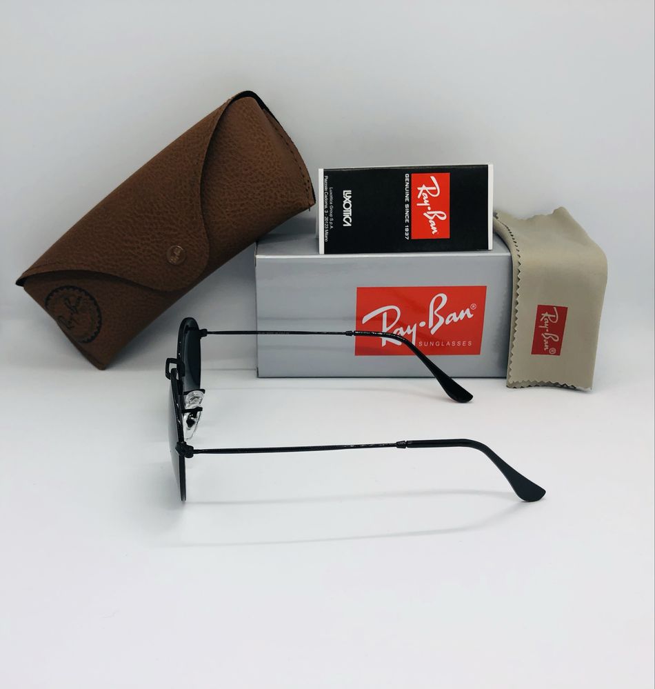 Солнцезащитные круглые очки Ray Ban Round Metal 3447 Black 50мм стекло