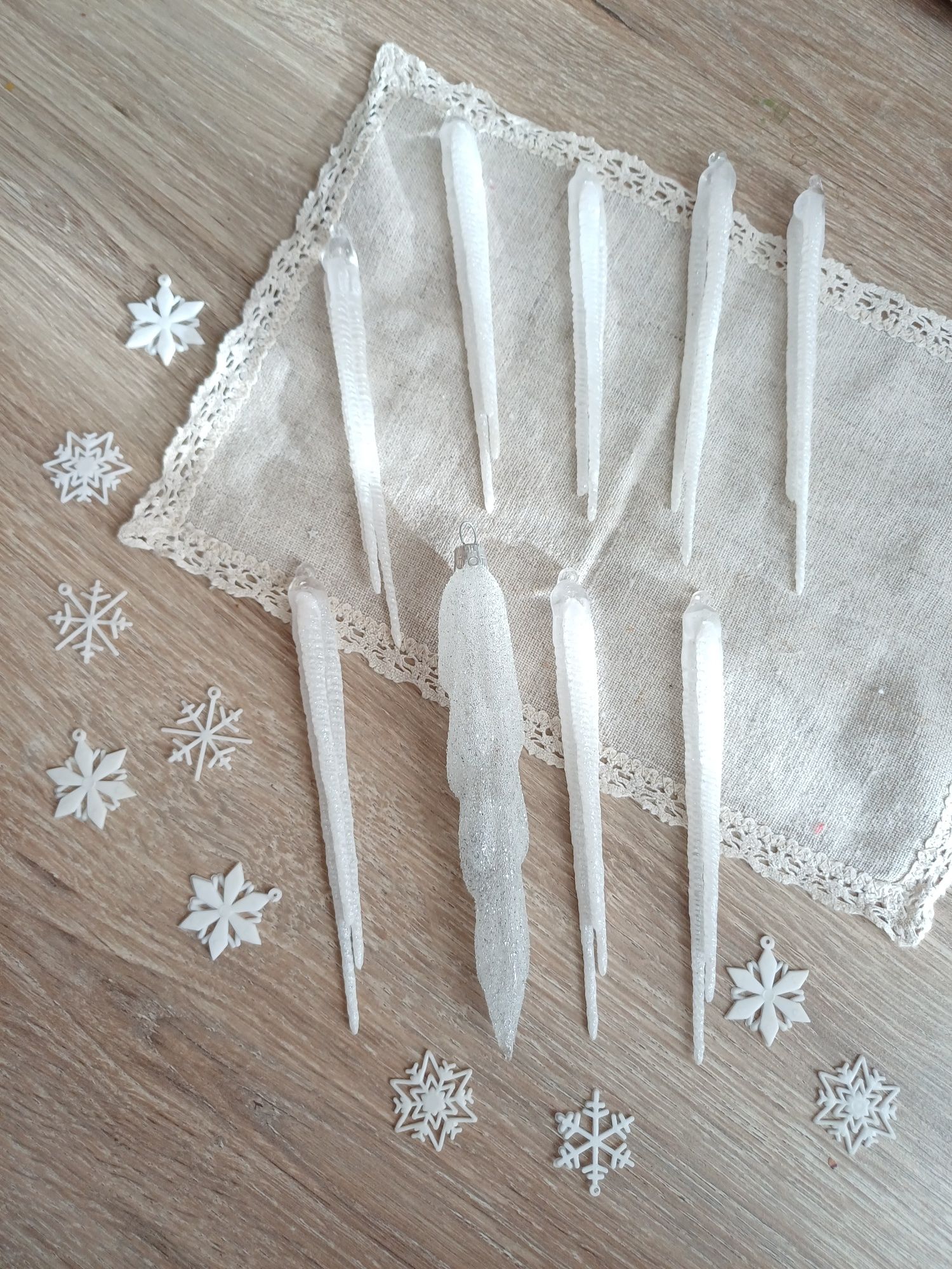 Sople sopelki zawieszki na choinkę ozdoby choinkowe plastikowe vintage
