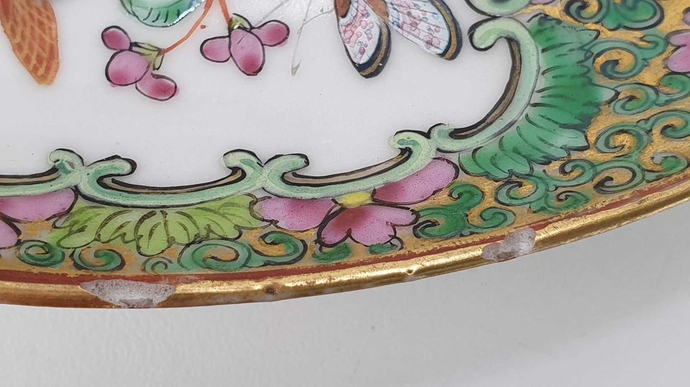 Par pratos de porcelana chinesa Qianlong (1736 a 1795)