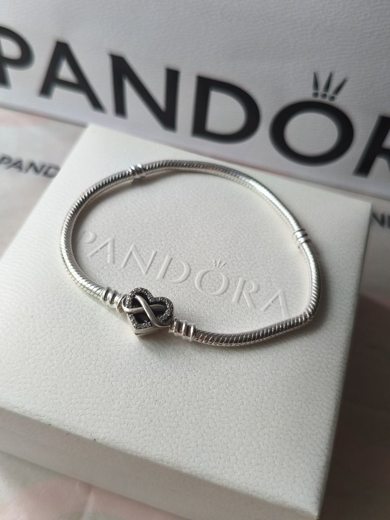 Bransoletka Pandora srebro 925 serce znak nieskończoności