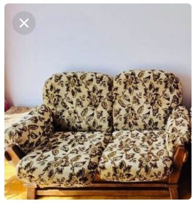 Sofa dębowa w dobrym stanie,plus fotel wygodne poduchy