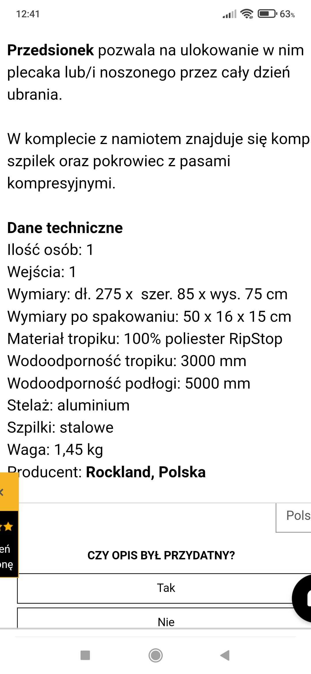 Namiot 1-osobowy Rokland Solist