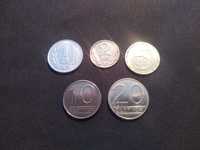 Komplet monet z PRL-u z 1988 roku.1,2,5,10 i 20 złotych.