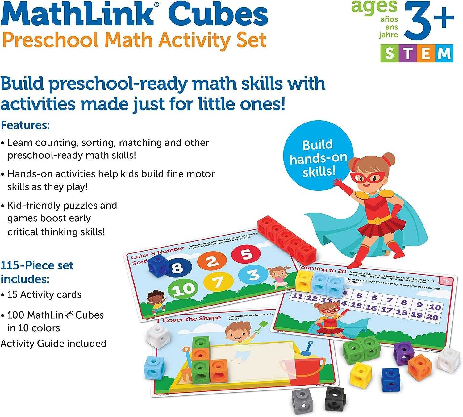 Learning Resources MathLink Cubes, Математические кубики 115 предметов