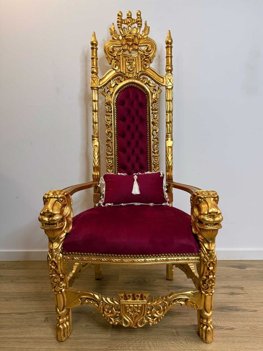 Stylowy TRON Złoty Fotel królewski na twoją imprezę - wynajem