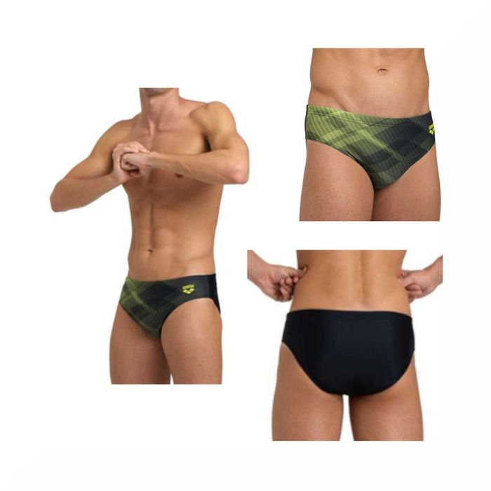 Kąpielówki ARENA XL Shadow Swim Briefs Męskie Czarno-Zielone