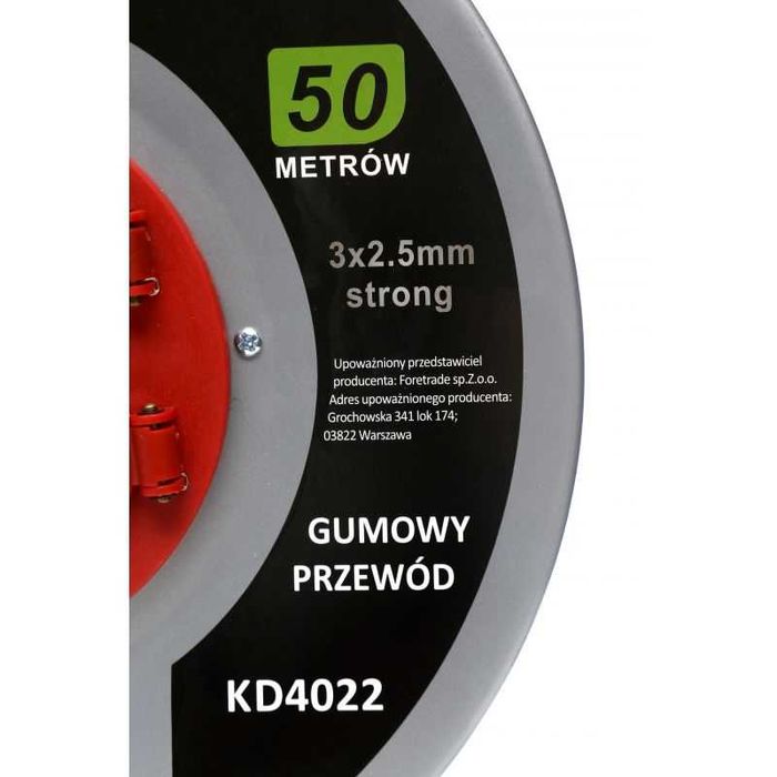 PRZEDŁUŻACZ bębnowy bęben na kabel 50m 3x2,5 METAL kd4022