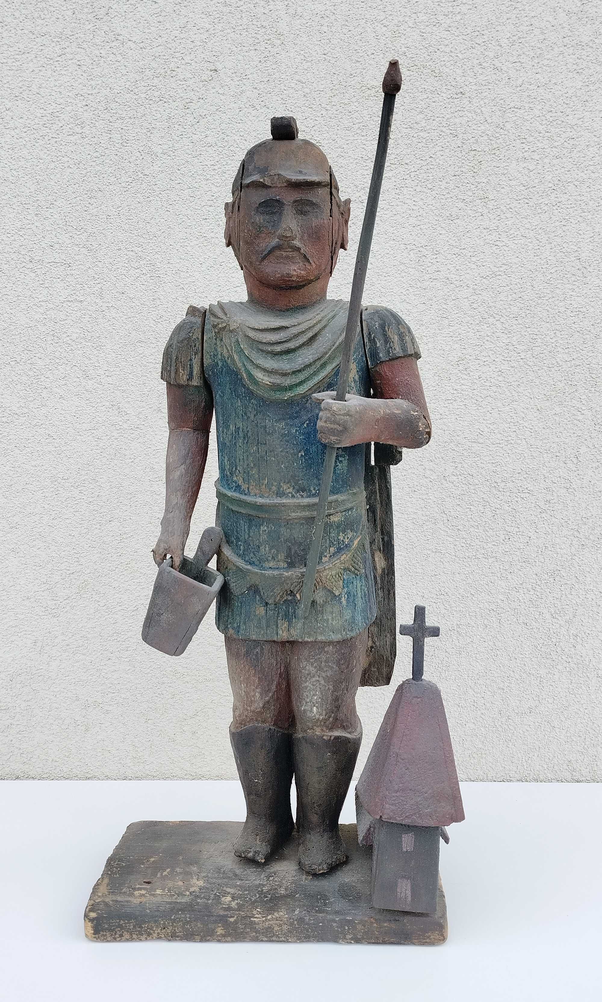 Św. Florian, rzeźba ludowa, drewniana i polichromowana, XIX-wiek