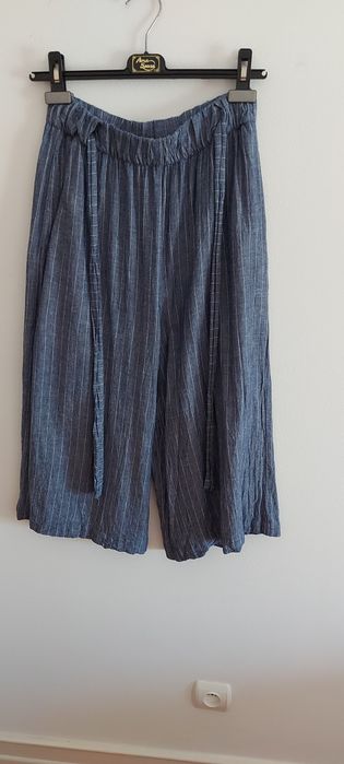 Saia calça em viscose e linho