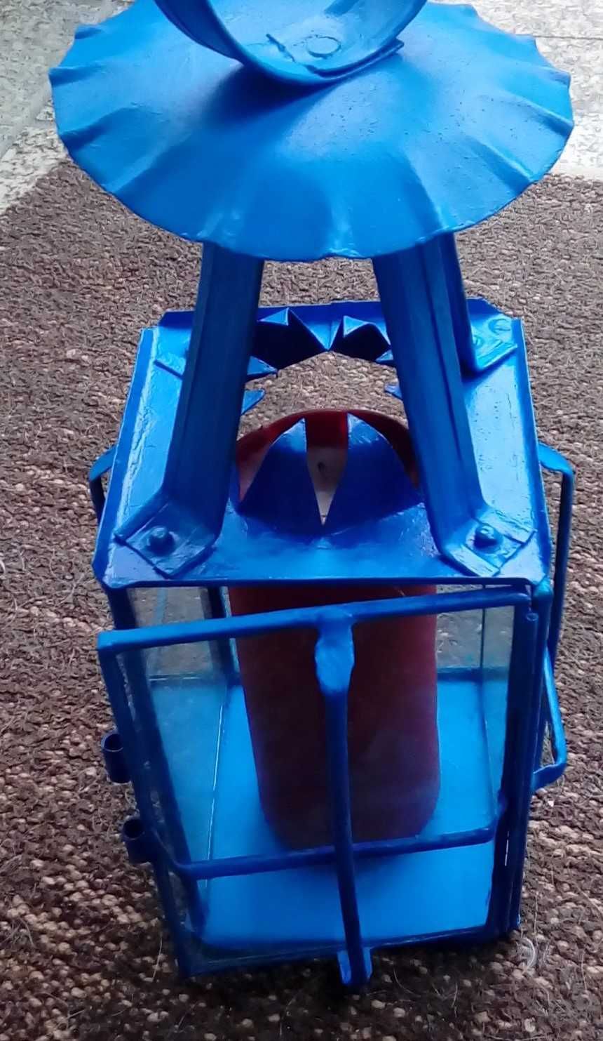 Lampião metal azul