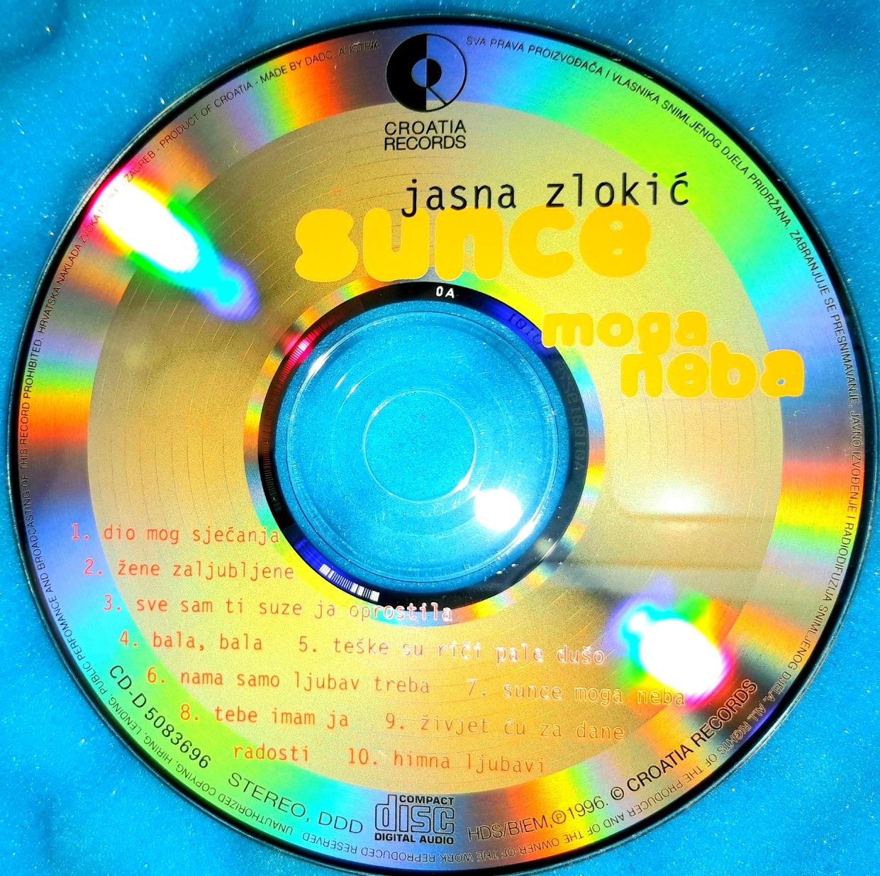 Jasna Zlokic ‎– Sunce Moga Neba (CD, 1996)