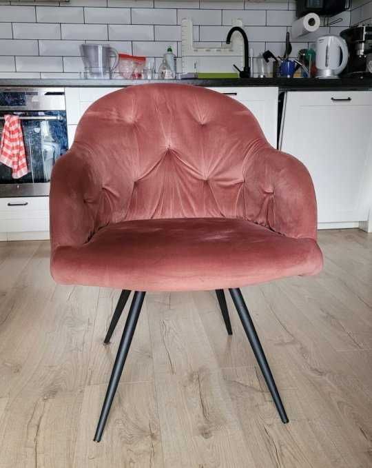 4x fotel tapicerowany LUNNO / różowy / super wygodny / krzesło /