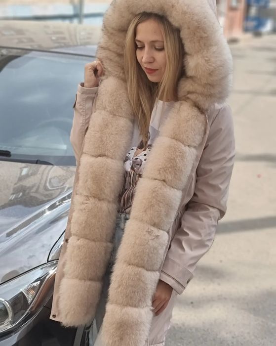 Бомбер с натуральным мехом блюфрост, парка с песцом