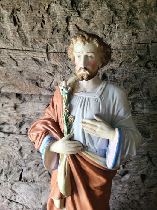 Stara biskwitowa figura Święty Józef porcelana Andenne